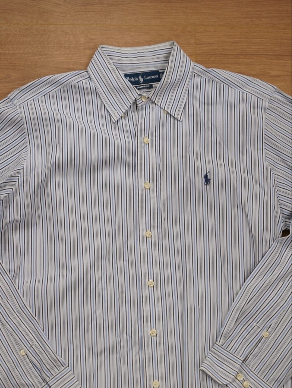Ralph Lauren Light Blue and Navy Striped Dress Shirt